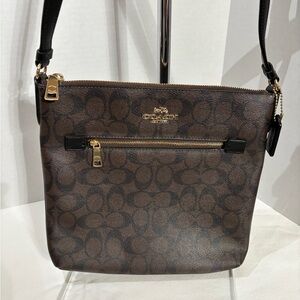 Coach Signature Brown and Black Crossbody Bag